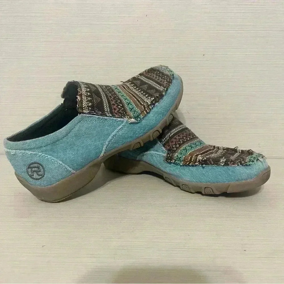 Girls Roper Slip Ons  Turquoise Size 1 - Picture 4 of 9